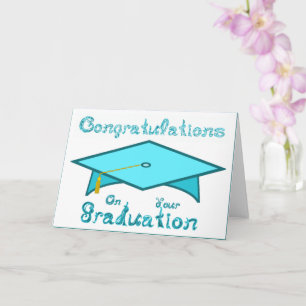 Teal Blue Graduation Cap Printable Party Hat or  Card