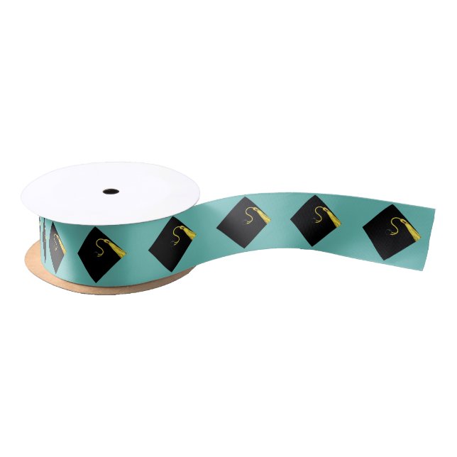 Teal Blue Graduation Satin Ribbon (Spool)