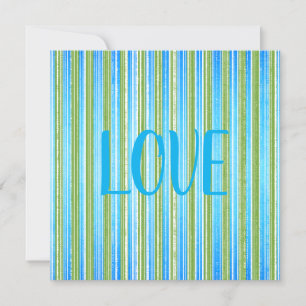 Teal, Blue, Green, and White Stripes Greeting Card