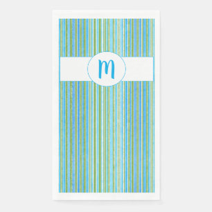 Teal, Blue, Green, and White Stripes Napkin