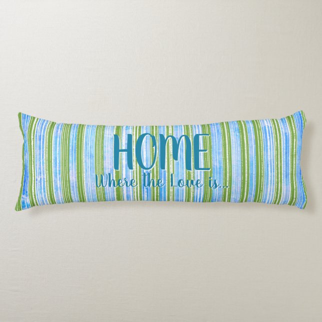 Teal, Blue, Green, and White Stripes Pattern Body Cushion (Front)
