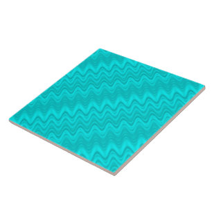 Teal blue-green colour wavey geometric pattern tile