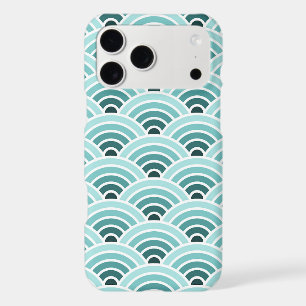 Teal Blue Green Concentric Waves Art Pattern