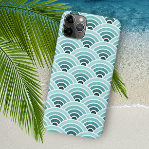 Teal Blue Green Concentric Waves Art Pattern Case-Mate iPhone Case