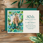 Teal Blue Green Flowers 80th Birthday Photo Invitation<br><div class="desc">Elegant teal,  blue,  and green vintage watercolor floral birthday party photo invitation for women. This invitation is designed for an 80th birthday but can be customised for anyone of any age. Contact me for assistance with your customisations or to request additional matching or coordinating Zazzle products for your event.</div>