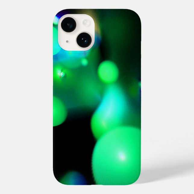 TEAL BLUE GREEN FRACTAL BUBBLES IN BLACK Case-Mate iPhone CASE (Back)