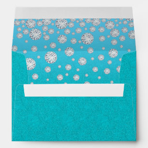 Teal blue green glitter diamonds envelope
