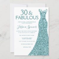 Teal Blue Green Glitter Dress 30th Birthday Party