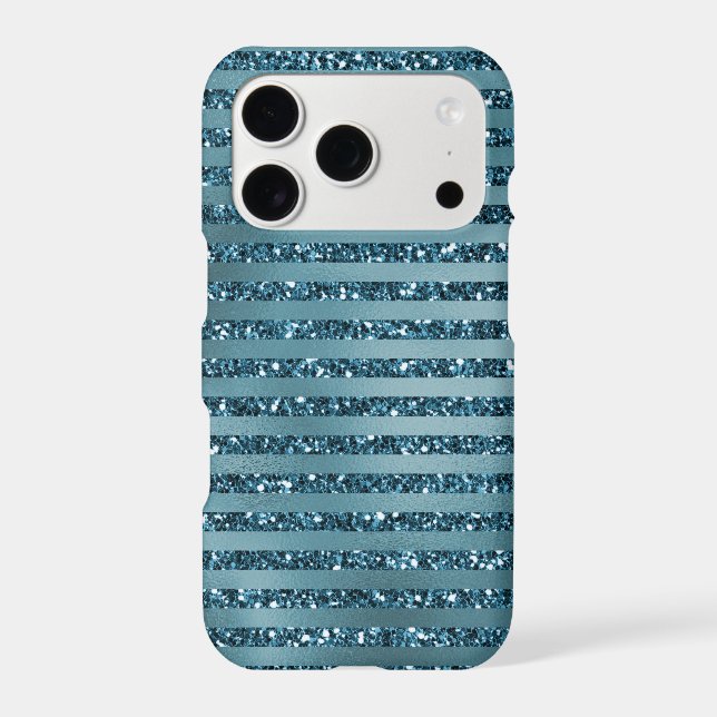 Teal Blue Green Glitter Stripes  (Back)