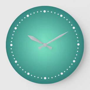Teal Blue Green Light to Dark Shades Large Clock