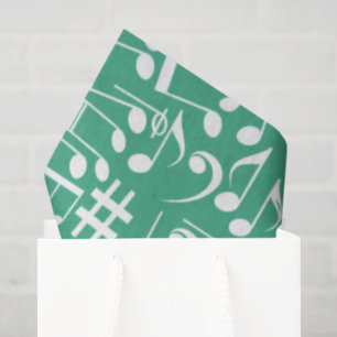 Teal Blue Green Ocean Hues Music Notes Tissue Paper