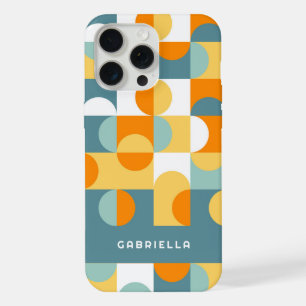 Teal Blue Green Orange Midcentury Circles Pattern iPhone 15 Pro Max Case