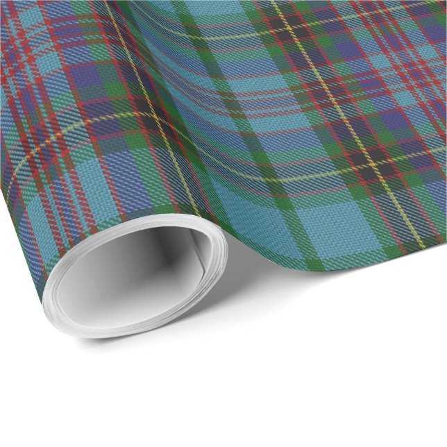 Teal Blue Green Red Tartan Plaid Wrapping Paper (Roll Corner)