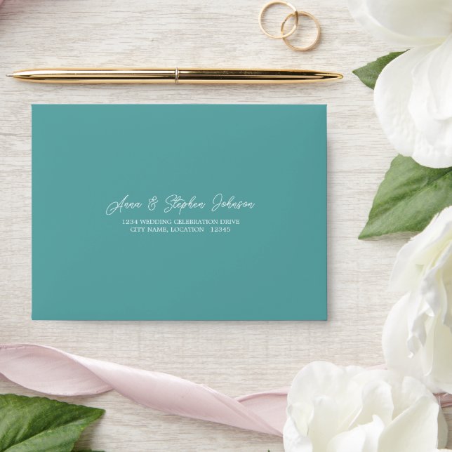 Teal Blue Green RSVP Return Envelope (Wedding)