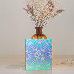 Teal Blue Green Silver Ombre Arabesque Geometric  Tile<br><div class="desc">Unique vibrant decorative ceramic tile design featuring a seamless geometric pattern in shades of faux silver and teal,  green,  blue gradient.</div>