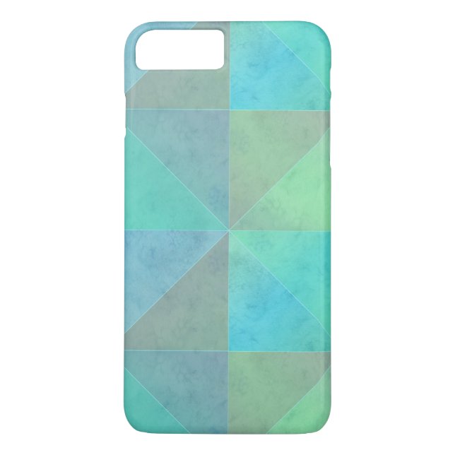 Teal Blue Green Triangles Geometric Art Pattern Case-Mate iPhone Case (Back)
