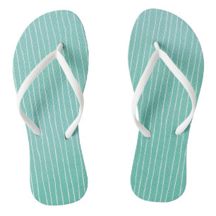 Teal Blue Green Watercolor with White Stripes Jandals
