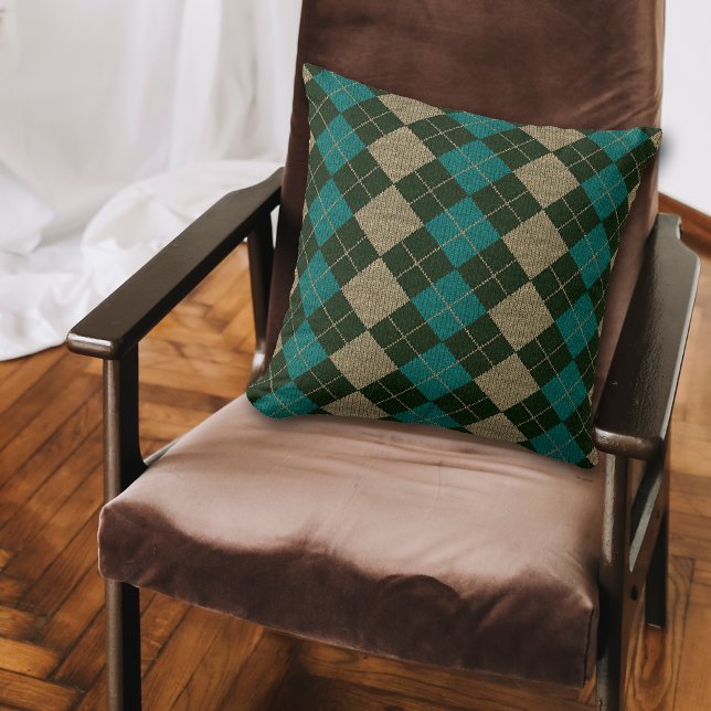 Teal Blue Grey Argyle Cushion (Creator Uploaded)