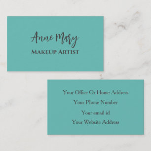 Teal Blue Grey Makeup Artist Beauty Hair Salon Business Card