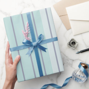 Teal Blue Grey Stripes Modern Simple Wrapping Paper