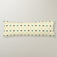 Teal & Blue Heart Pattern on Cream Background