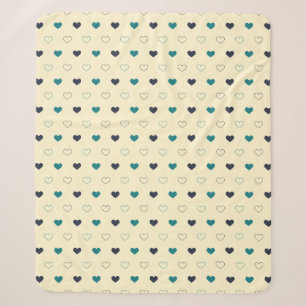 Teal & Blue Heart Pattern on Cream Background Sherpa Blanket
