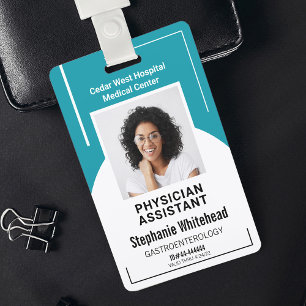Teal Blue Hospital Medical Employee Photo ID Badge