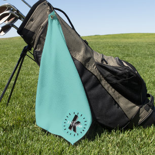 Teal Blue Initial Name Monogram Golf Towel