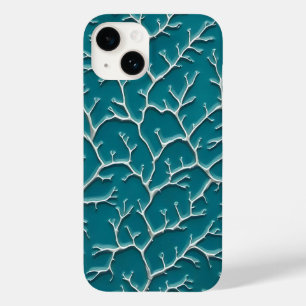Teal Blue iPhone Case with Vein Texture
