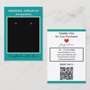 Teal Blue Jewelry Earrings Website QR Code Business Card