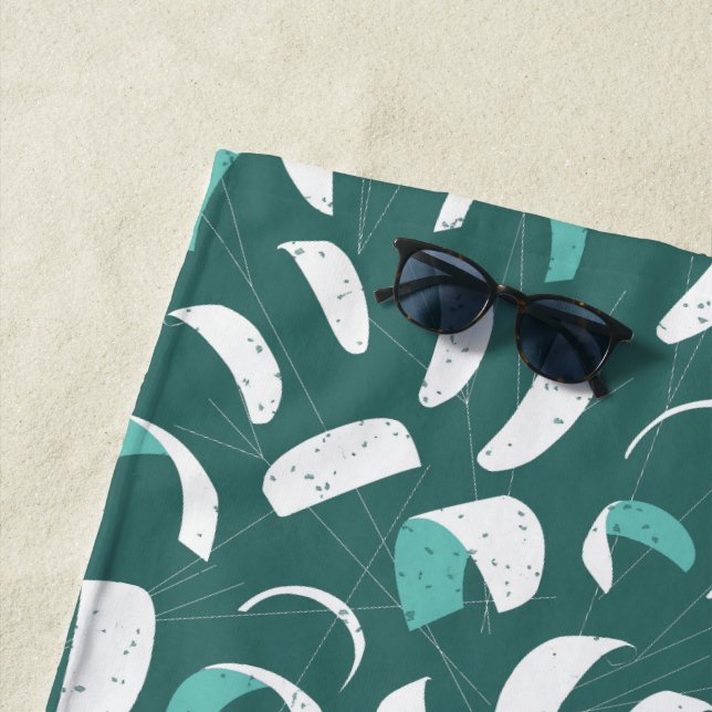 Teal Blue Kitesurfing Extreme Water Sports Beach Towel (In Situ)