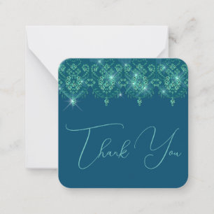 Teal blue lace diamond sparkle look elegant card