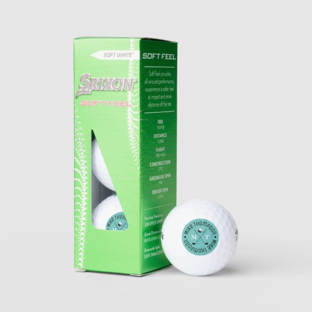 Teal Blue Logo Monogram for Golf-Players  Golf Balls (Packaging)