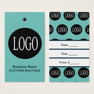 Teal Blue Logo with Bar Code Price Tags 