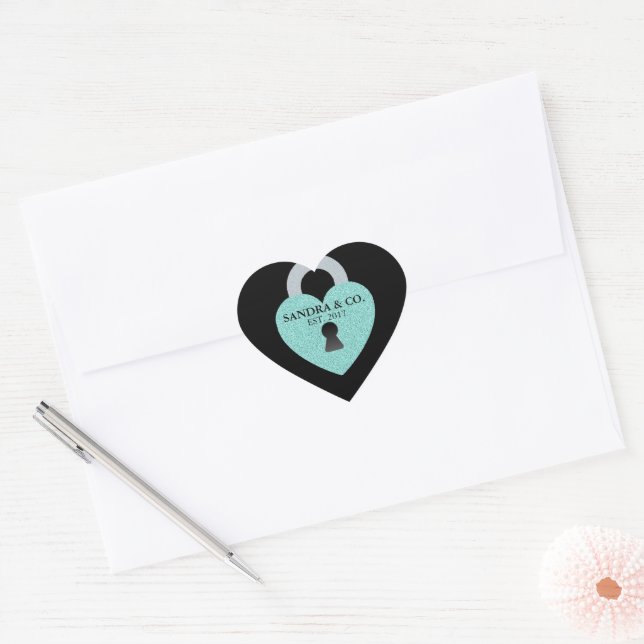 Teal Blue Love Heart Celebrate Shower Tiara Party Sticker (Envelope)