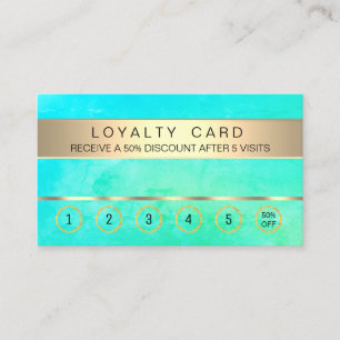 Teal Blue Loyalty Card Salon Makeup Artist
