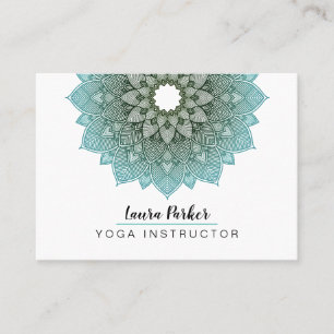 Teal Blue Mandala Lotus Meditation Holistic Yoga Business Card