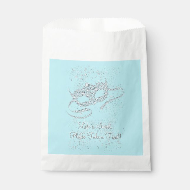 Teal Blue Masquerade Party Favour Bags (Front)