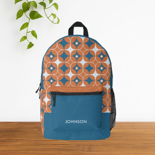 Teal Blue Minimalist Modern Geometric Pattern Printed Backpack