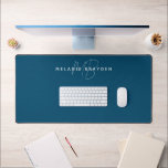 Teal Blue Minimalist Monogram Desk Mat<br><div class="desc">Teal Blue Minimalist Monogram Desk Mat in script and simple font.</div>