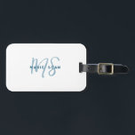 Teal Blue Minimalist Simple Two Monogram Luggage Tag<br><div class="desc">Teal Blue Minimalist Simple Two Monogram luggage tag perfect for bosses,  consultants,  professionals or businessmen.</div>