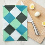 Teal Blue Mint Green Coal White Plaid Tea Towel<br><div class="desc">2023</div>