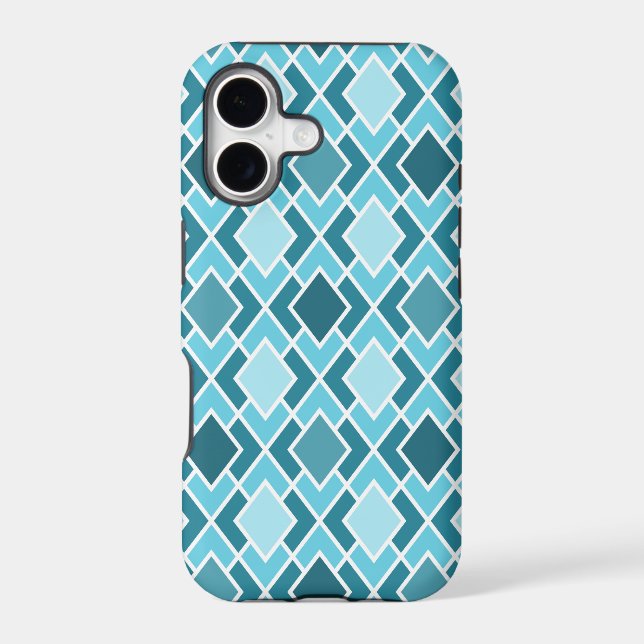 Teal Blue Modern Diamond Geometric Pattern (Back)