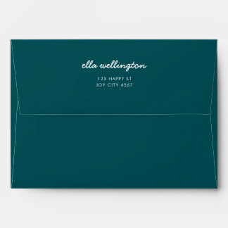 Teal Blue Modern Minimal Script Return Address Envelope