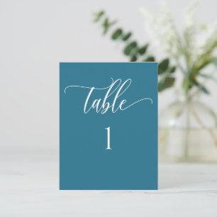 Teal Blue Modern Minimalist Table Number