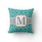 Teal Blue Monogram Letter M Quatrefoil