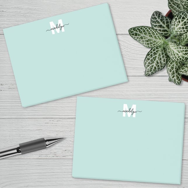 Teal Blue Monogram Post-it Notes (Teal Blue Monogram Post-it Notes)