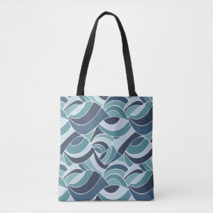 Teal & Blue Ocean Waves Shoulder Tote