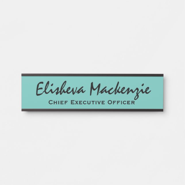 Teal Blue Office Door Sign Signs Name Plate (Front)