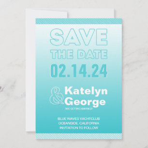 Teal Blue Ombre Save the Date Card
